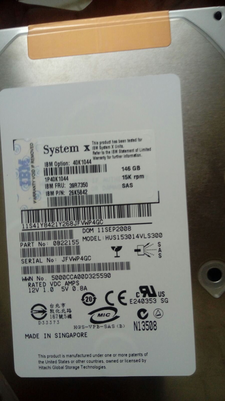 Disco Duro 146 Gb 15K rpm SAS