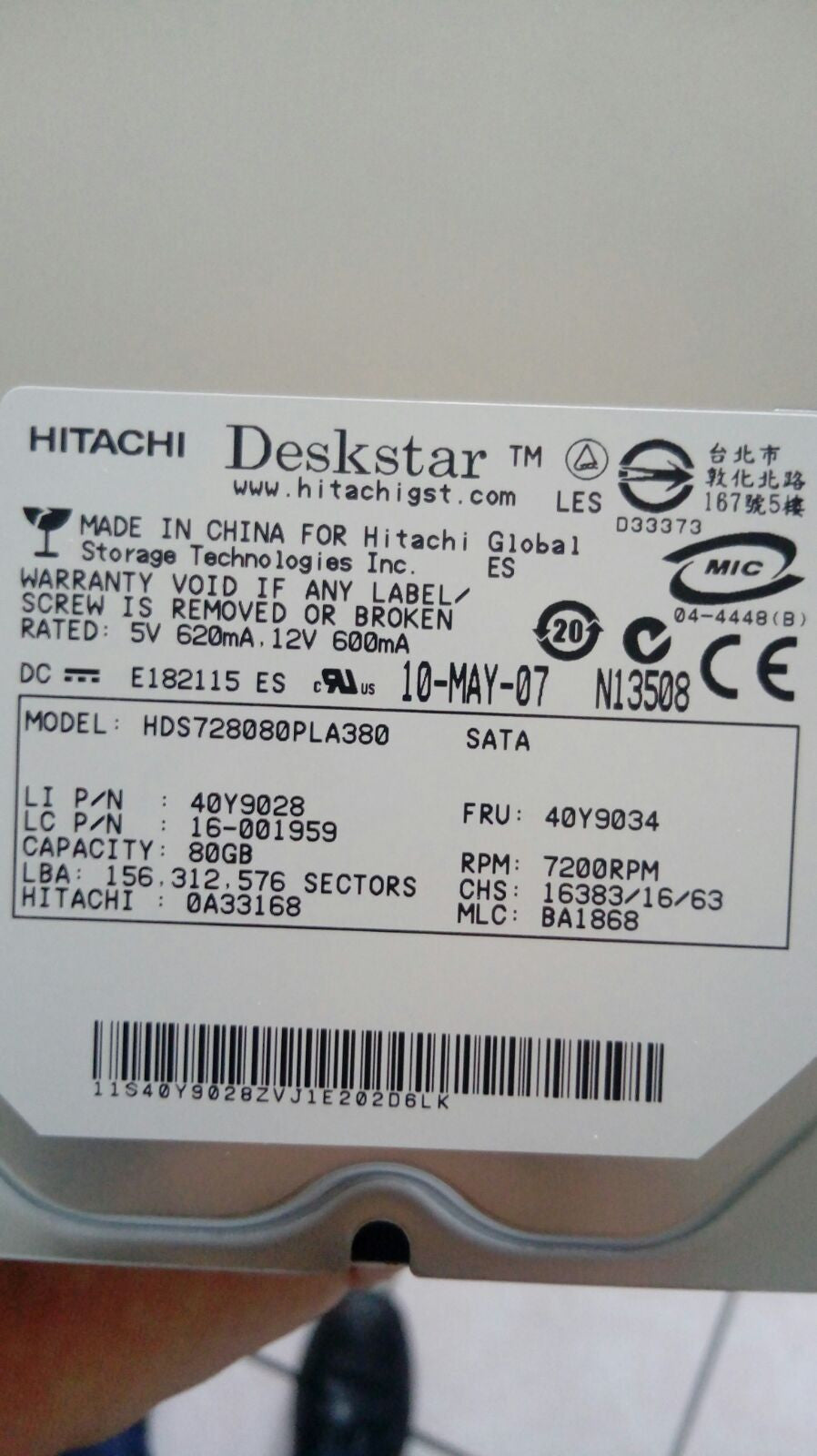 Disco Duro para CPU, 80Gb